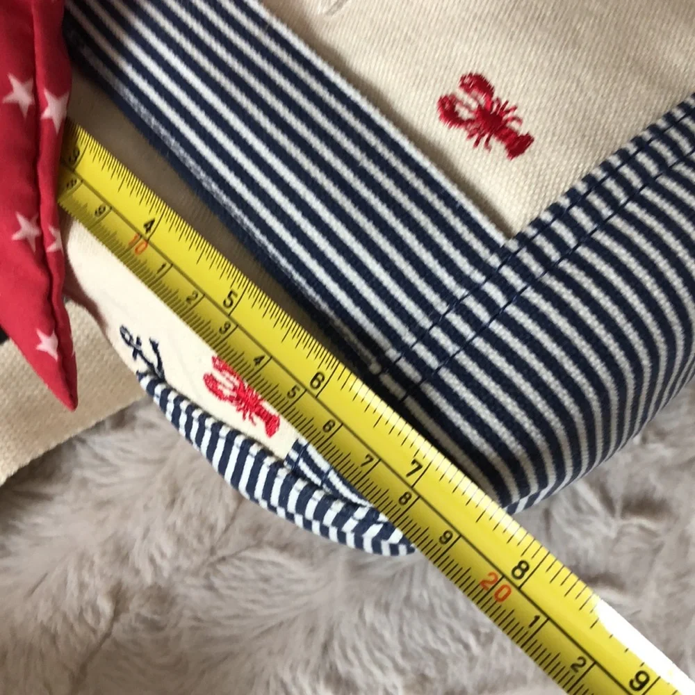 Nautical Anchor Print Cream Canvas Crossbody Bag Mini Tote with Red Scarf - Picture 13 of 14